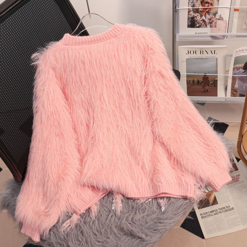 Women's Solid Color Short Tassel Fashionable All-matching Sweater