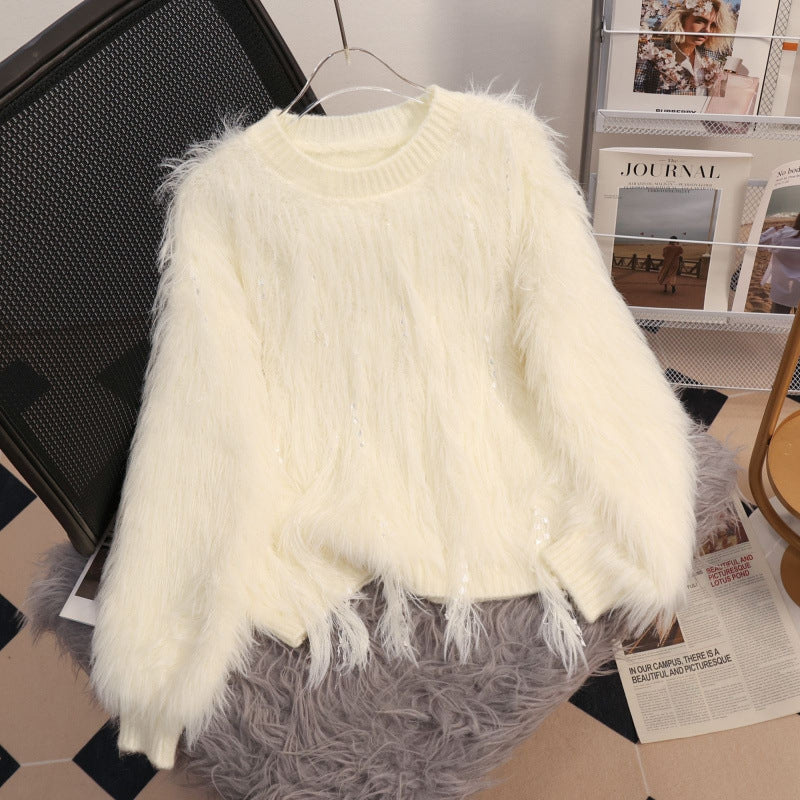 Women's Solid Color Short Tassel Fashionable All-matching Sweater